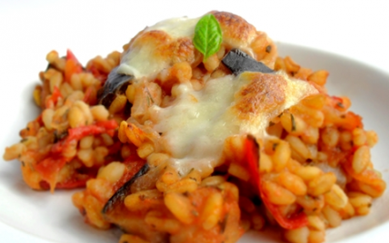 Gratin d'Ebly aux tomates, aubergines & mozzarella - Photo par mathildee