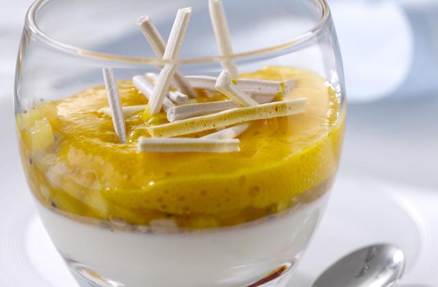 Panacotta de Fromage Fouetté Madame Loïk nature aux fruits exotiques - Photo par Paysan Breton