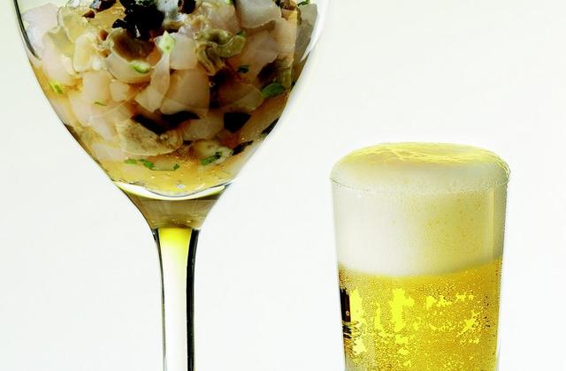 Tartare de Saint-Pierre et huître en gelée de Bière de Printemps - Photo par La bière de printemps