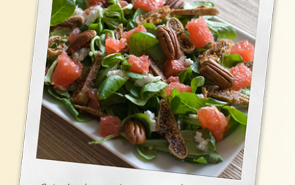 Salade de mâche au pamplemousse et aux figues - Photo par Cahier de gourmandises