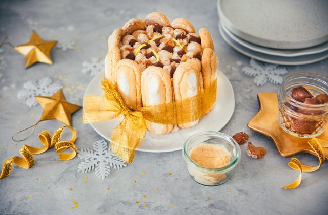 Charlotte de Noël à la crème de marrons et au citron - Photo par Vahiné