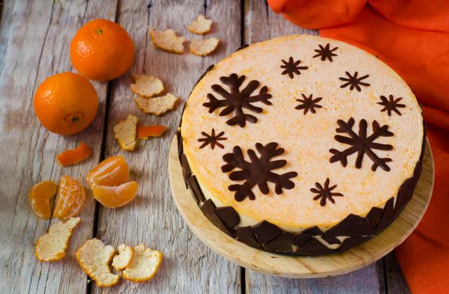 Cheesecake aux clémentines et flocons de chocolat - Photo par Bérengère