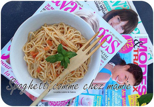 Spaghetti, comme chez mamie anchois & sauce tomate - Photo par La petite cuisine de Sabine