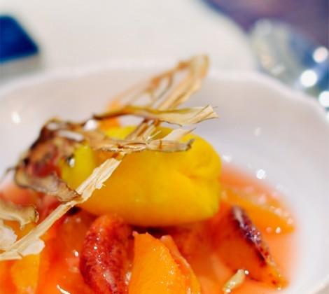 Nage d'oranges sanguines, sorbet fenouil safran - Photo par Chef Damien