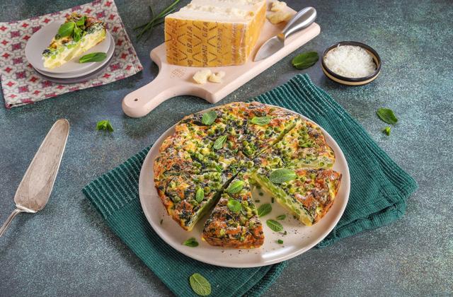 Frittata primavera au Grana Padano AOP, pommes de terre, petits pois et épinards - Silvia Santucci