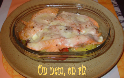 Gratin de pommes de terre, poivrons, truite fumée et fève tonka - Photo par paulinc7