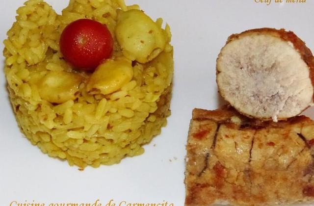Œuf de poisson de merlu (ou rogue) et risotto de curry aux calamars - Photo par Carmen