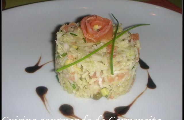 Timbale avocat-saumon-crabe - Photo par Carmen