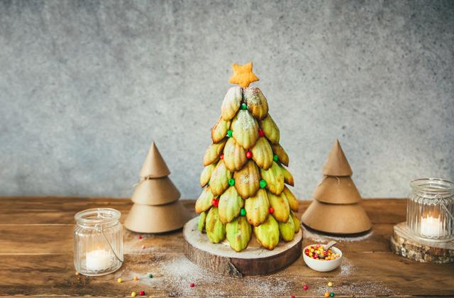 Sapin de Noël madeleines pistaches - Photo par Vahiné