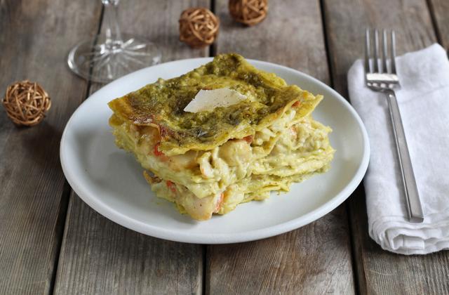 Lasagne au pesto, crabe et Saint-Jacques - Photo par 750g