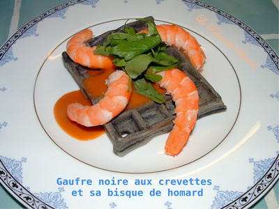 Gaufre noire et sa bisque de homard - valeriYV