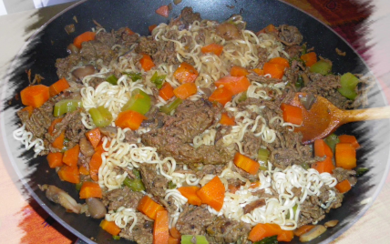 Nouilles sautées au bœuf au curry - Photo par Sophie21