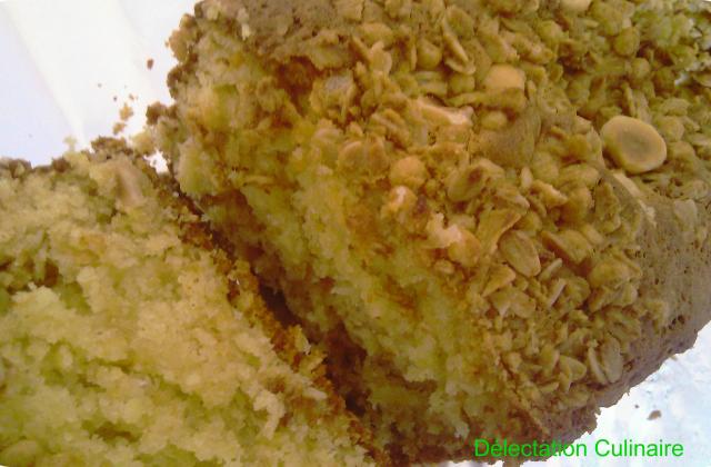 Cake au chocolat blanc/noix de coco et céréales Extra Pépites - Photo par delect