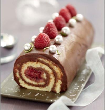 Bûche roulée Chocolat, Framboise coco et citron vert - Photo par syndic