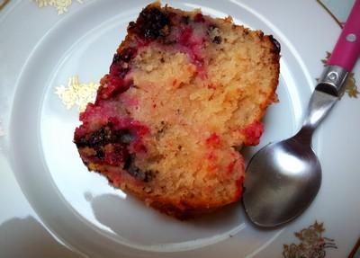 Cake citron, groseilles et pepites de chocolat - Photo par leocadie