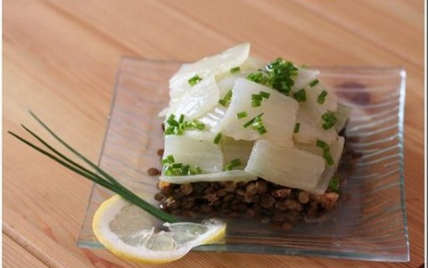 Salade de blettes et de lentilles, vinaigrette citronnée à la ciboulette - Photo par alixia