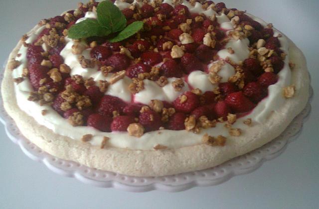 Tarte macaron aux framboises - Photo par agathe44