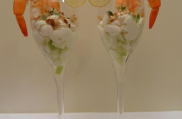 Verrines pommes-crevettes acidulées et chèvre frais - Photo par Lili B.