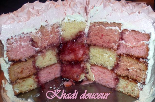 Gâteau damier girly (sans moule) - khadidj