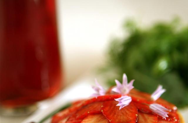 Sablé au parmesan, fraises au vinaigre balsamique - La bière de printemps