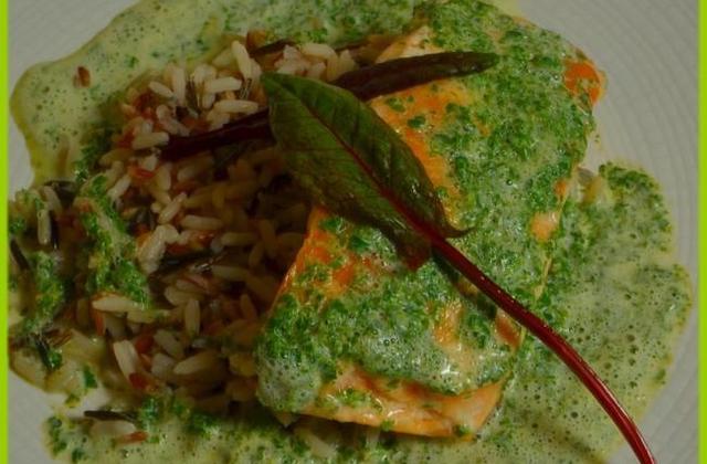 Saumon à l'oseille, riz sauvage - Photo par Chef Damien