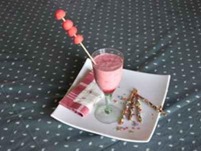 Milk-shake aux framboises et fraises Tagada - Photo par joelleSg