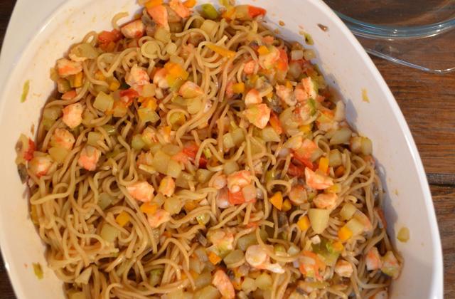 Nouilles chinoises aux crevettes à ma façon - Photo par Helcuisine