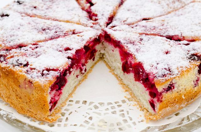 Tarte aux cerises, poires et cottage cheese - Photo par Bérengère