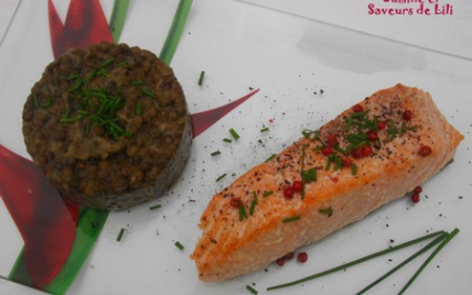 Saumon à l'unilatéral et lentilles vertes du Puy - Yvelise