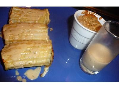 Paccheris farcis au Saumon à l'Oseille, Petit Soufflé aux Cèpes, Crème à l'Oseille - Photo par benoitE9w