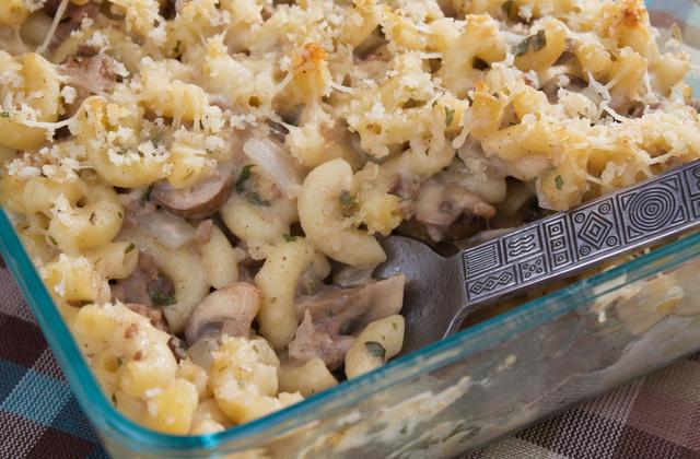 Gratin de coquillettes aux champignons - Photo par Chef Christophe
