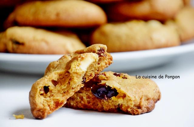 Biscuit au chocolat blanc, baies de goji et canneberges - Photo par Ponpon