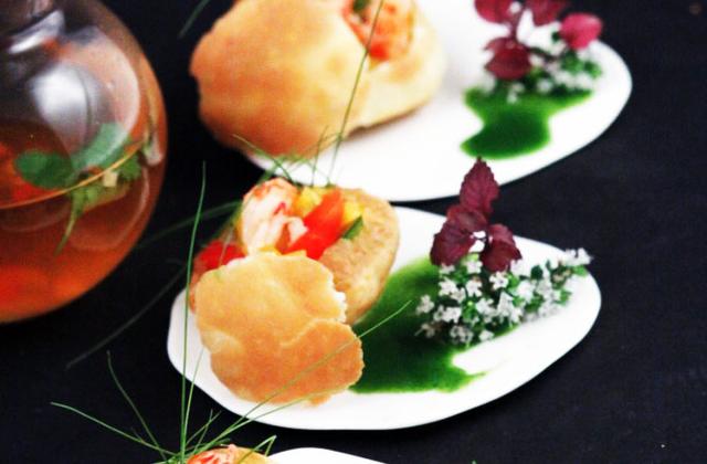 Pani puri aux écrevisses et au gingembre - Photo par uncuisq