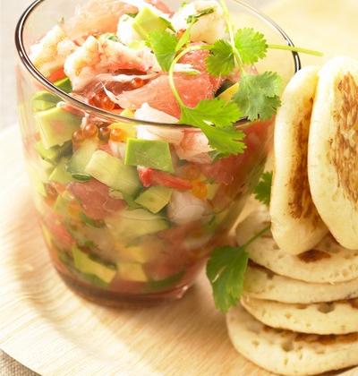 Tartare de pamplemousse de Floride, crevettes et avocats - Photo par 750g