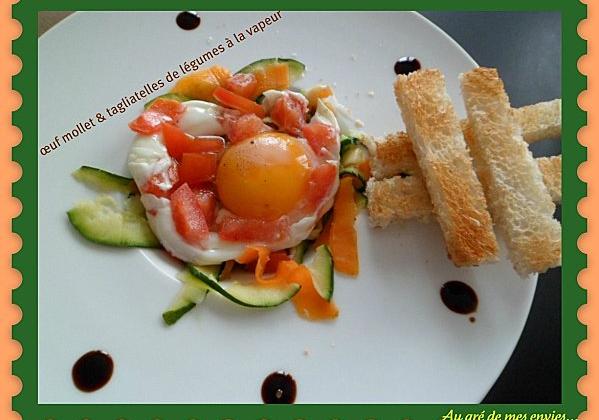 Œuf mollet et tagliatelles de légumes à la vapeur - Photo par Annick