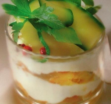 Mousses de roquefort au poivron et tagliatelles de courgettes - Photo par capali