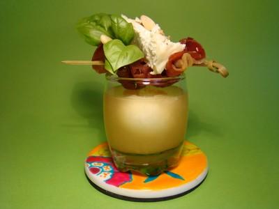 Gelée de melon vert, jambon Serrano croustillant et chèvre parfumé - Photo par Sandrine Baumann