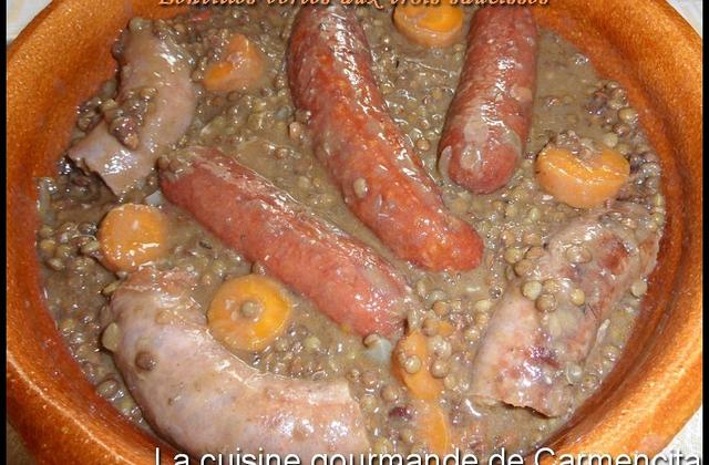 Lentilles vertes aux trois saucisses - Photo par Carmen