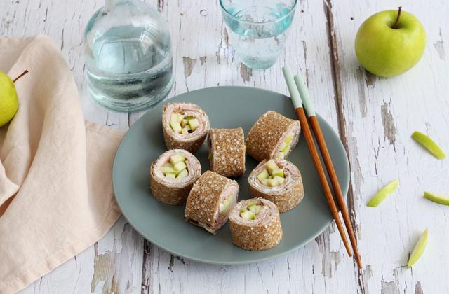 Makis de galettes de sarrasin à la pomme verte et rôti de porc - Photo par Silvia Santucci