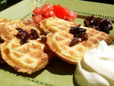 Gaufres aux courgettes & chantilly au Saint Marcellin - Photo par Carole Alter Gusto