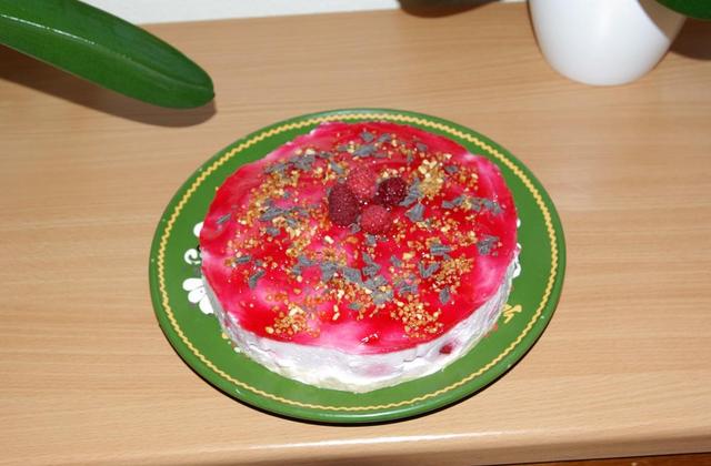 Bavarois aux framboises sur dacquoise noix de coco - Photo par didierCD