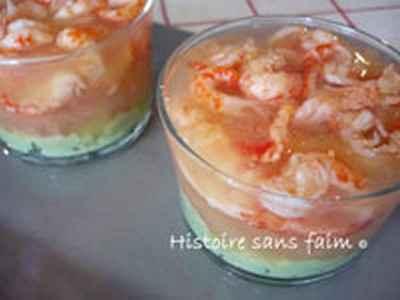 Verrine avocat, pamplemousse et écrevisses à la gelée d'agrumes - Photo par pascaloHI