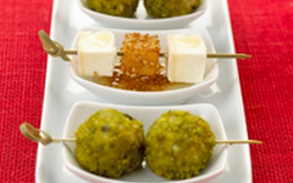Brochettes de Crottin de Chavignol et Poires au Sésame - Fromages de Chèvre