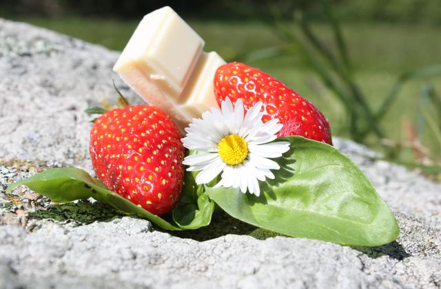 Cookies chocolat blanc, fraise et basilic - Photo par annfleur