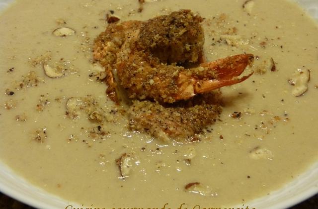 Velouté de topinambours, châtaignes et gambas panées maison - Photo par Carmen