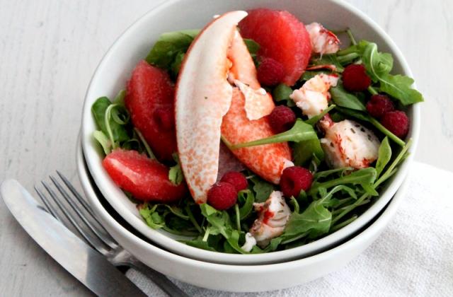 Salade de homard au pamplemousse et framboises - Photo par Christelle de Cuisine de tous les jours