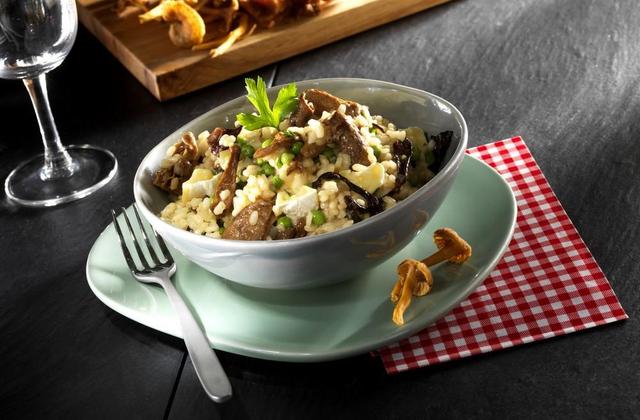 Risotto au Brie Le Rustique et aux petits pois - Photo par Quiveutdufromage.com