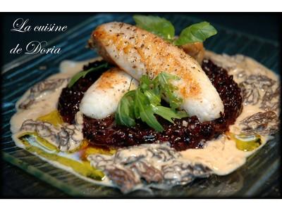 Risotto de riz Venere accompagné de sa lotte et sa sauce aux morilles - Photo par doriaheimbu