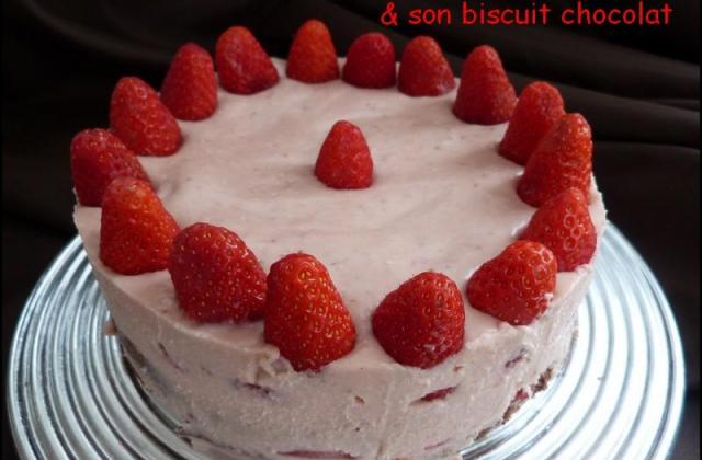 Gâteau truffé à la fraise et son biscuit au chocolat - Photo par aureliVD