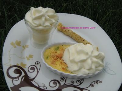 Crème brûlée courgette-saumon et sa chantilly de chèvre - Dame Caro